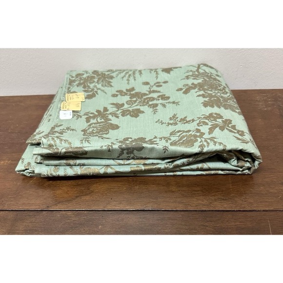 Vtg MCM Retro Green Gold Metallic Floral Rose Craft Upholstery Fabric 6 Yard NEW